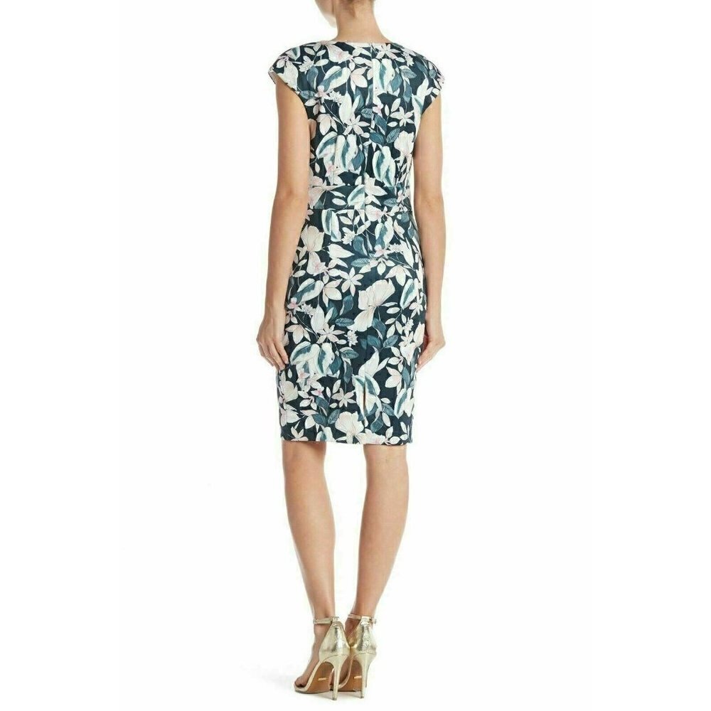 Alexia Admor Womens Green Floral Printed V-Neck Sheath Dress Size M $179 - Picture 5 of 11